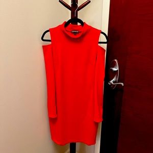 Cold Shoulder Turtleneck Midi Dress